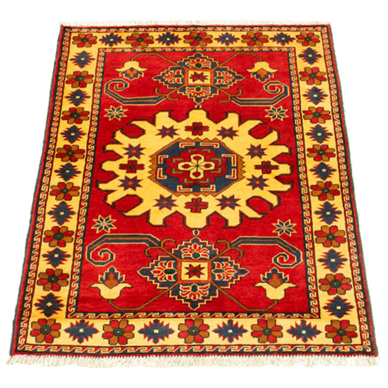 Tapis unique en laine noué à la main 3 pi 6 po x 4 pi 11 po nouvel âge Haislyn