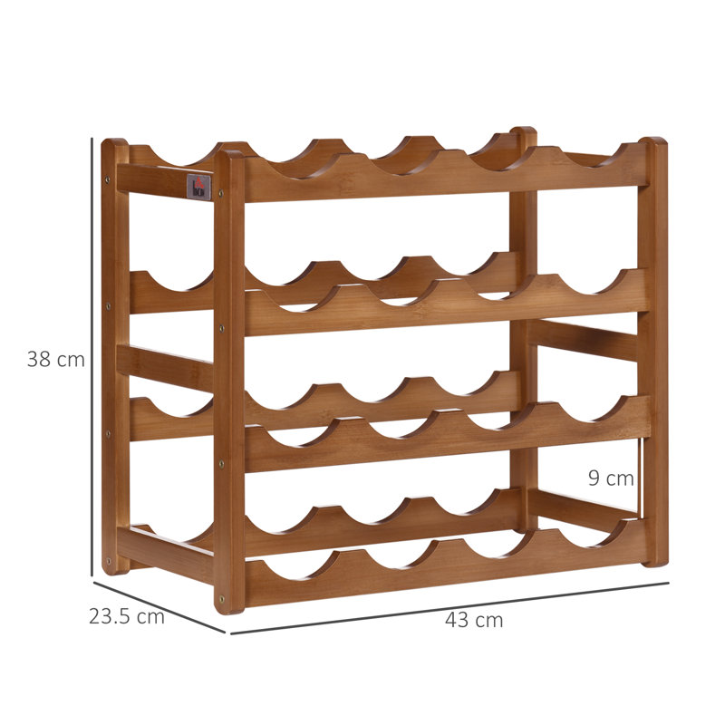 16 Bottle Open Shelving Wine Bottle Rack in Brown
