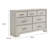 Jeni 2Pc Wide Dresser And Mirror Set, 7 Drawers, Rustic White Mist
