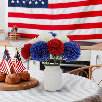 12 pièces de fleurs de chrysanthèmes artificielles décoratives, 4 juillet, fausses mamans en soie pour la décoration intérieure