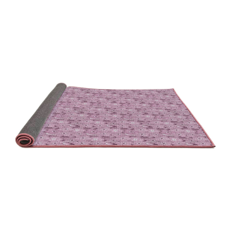 Tapis rose à motif floral Asha, Carré 5 pi