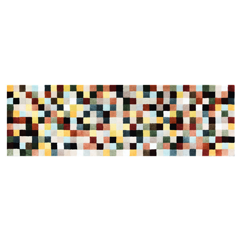 Multicolor Checkerboard 2'3" X 3'9" Rug, Runner 2'6" x 8'