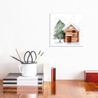 Christmas Hinterland IV - Tree & Cabin by Noonday Design - Gallery-Wrapped Canvas Giclée on Canvas