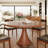 7Pcs Modern Round Kitchen Dining Table Set,With 6 Upholstered Dining Chairs-1445867343