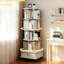 Bibliothèque rotative à 5 niveaux avec rotation à 360 °, roues et tiroir universels, pour l'organisation du bureau de la chambre à coucher - rangement idéal avec frein blanc chaud
