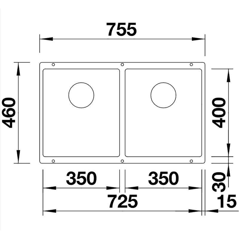 Subline Double Bowl Undermount Kitchen Sink, Rock Grey