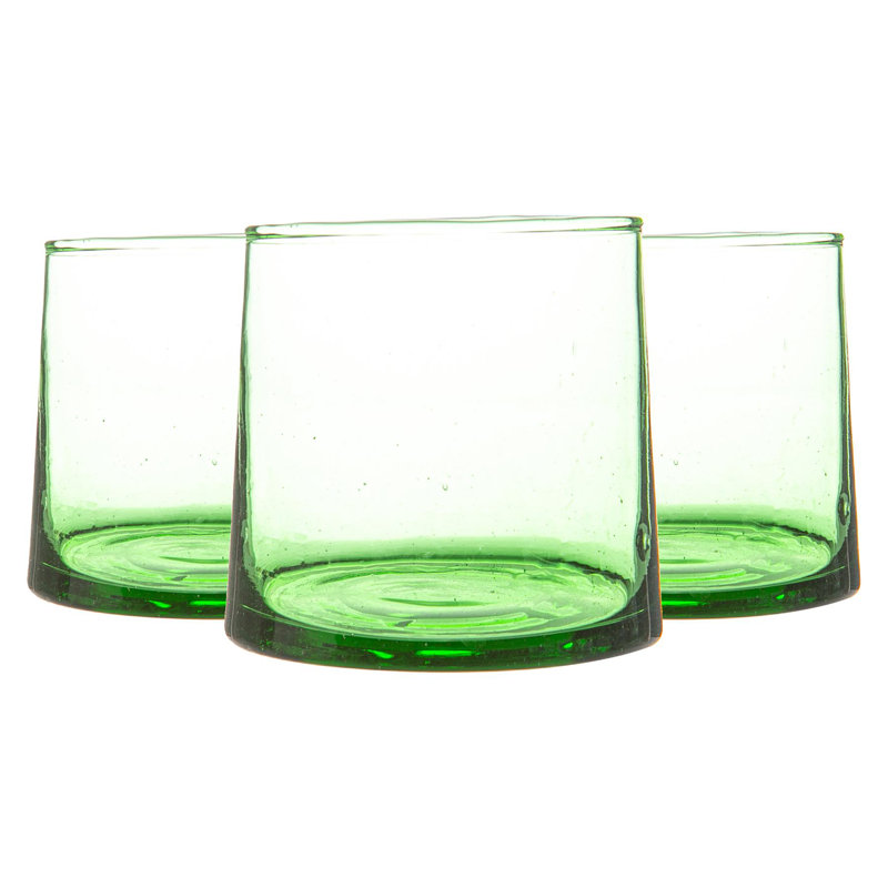 3x Merzouga Recycled Glass Tealight Candle Holders - By Nicola Spring, Green
