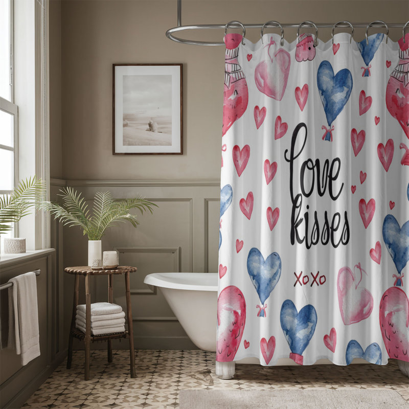 Rideau de douche standard 1 pièce Cupid’s Words of Love, H 74 po x l 40 po
