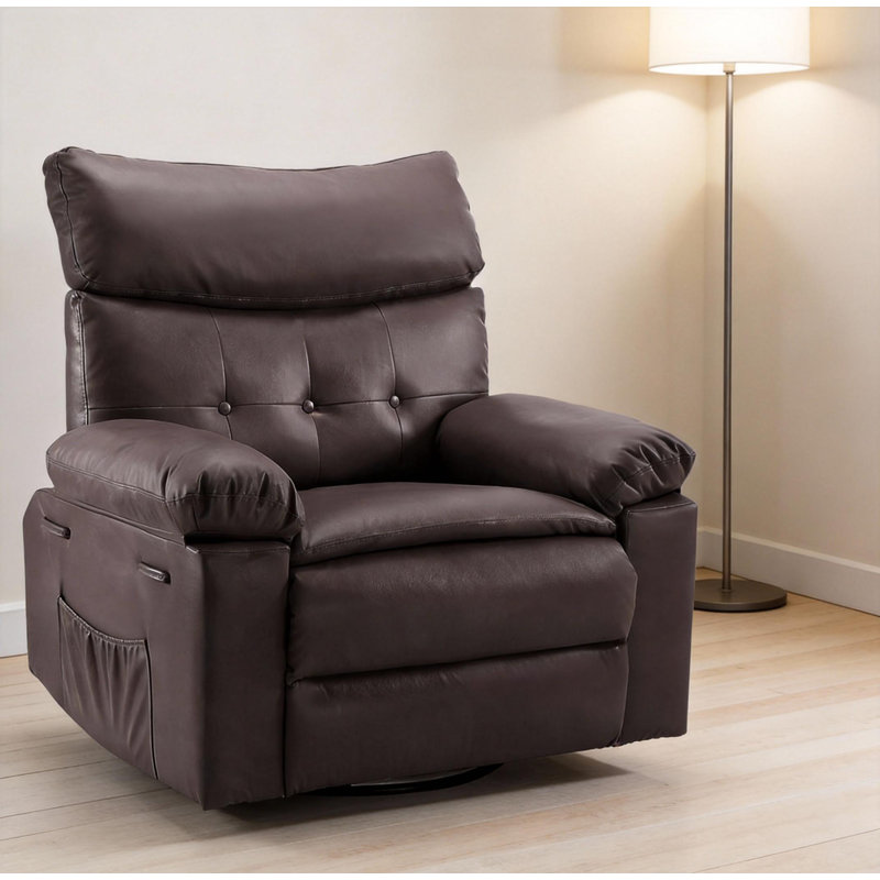Fauteuil inclinable pivotant à 360 ° surdimensionné et large, Espresso