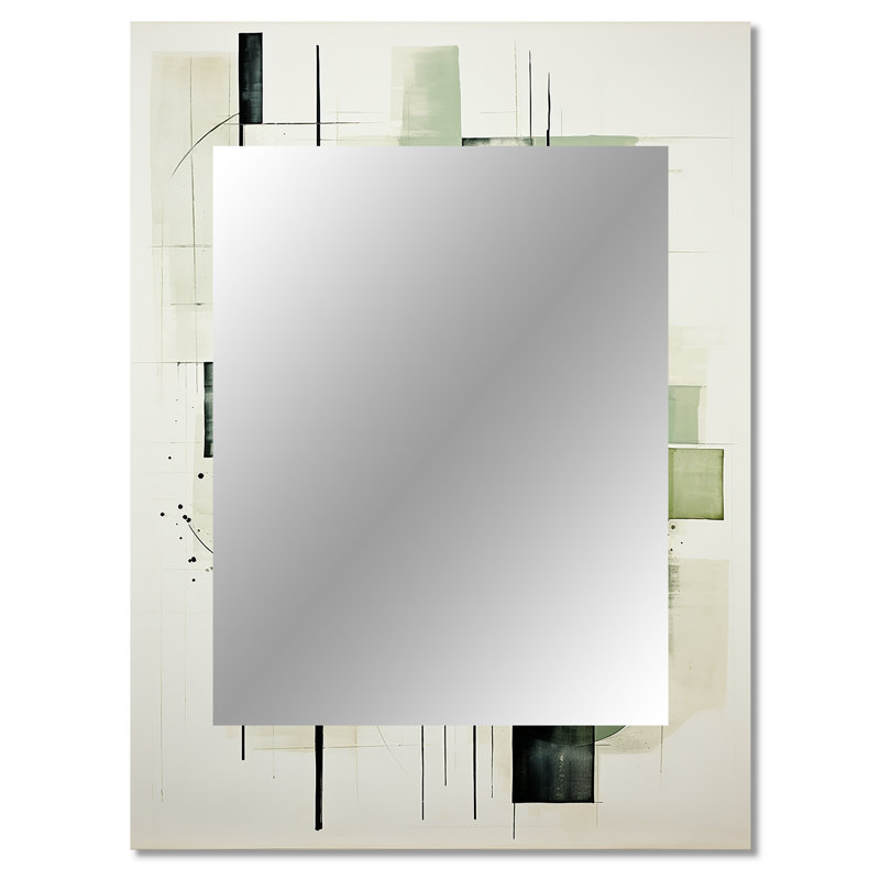 Olive Orbits Abstract Shapes - miroir de formes abstraites, miroir mural moderne unique, impression d'art en métal