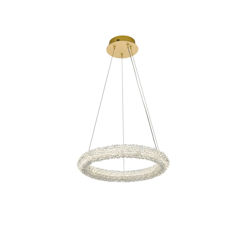 Lustre rond / ovale à intensité variable Brindalla, Or satiné, H 2,5 po x l 18 po x P 18 po