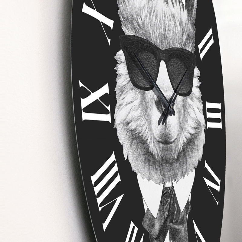Portrait d'un lama en costume - Horloge murale traditionnelle, Moyen