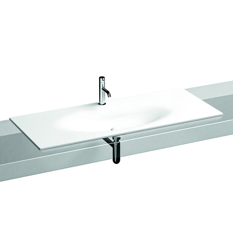 Lavabo de salle de bain encastré rectangulaire en céramique, Blanc