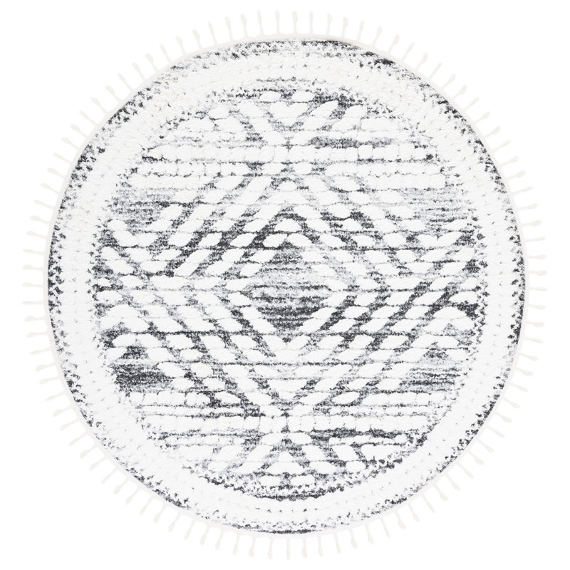 Tapis à poils longs Wiest, Rond 6 pi 7 po