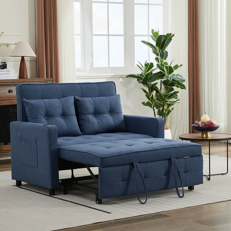 Fauteuil réglable, canapé-lit simple convertible, fauteuil-lit coulissant, Bleu