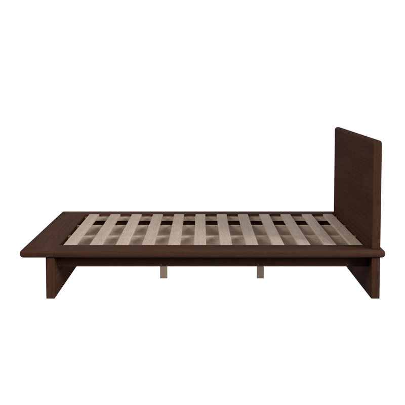 Soleil Wood Low Profile Platform Bed, Brown, King