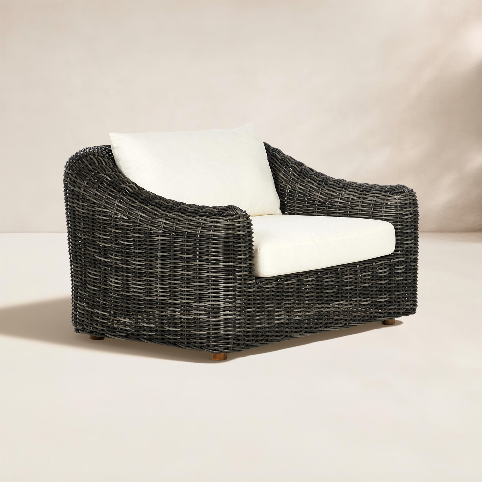 Cosha Outdoor Lounge Chair, Chuky Charcoal, Ivory