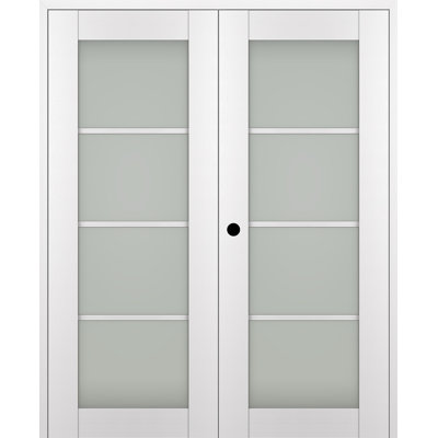 Palladio 4 Lite Solid Manufactured Wood and Glass Paneled Prefinished French Door