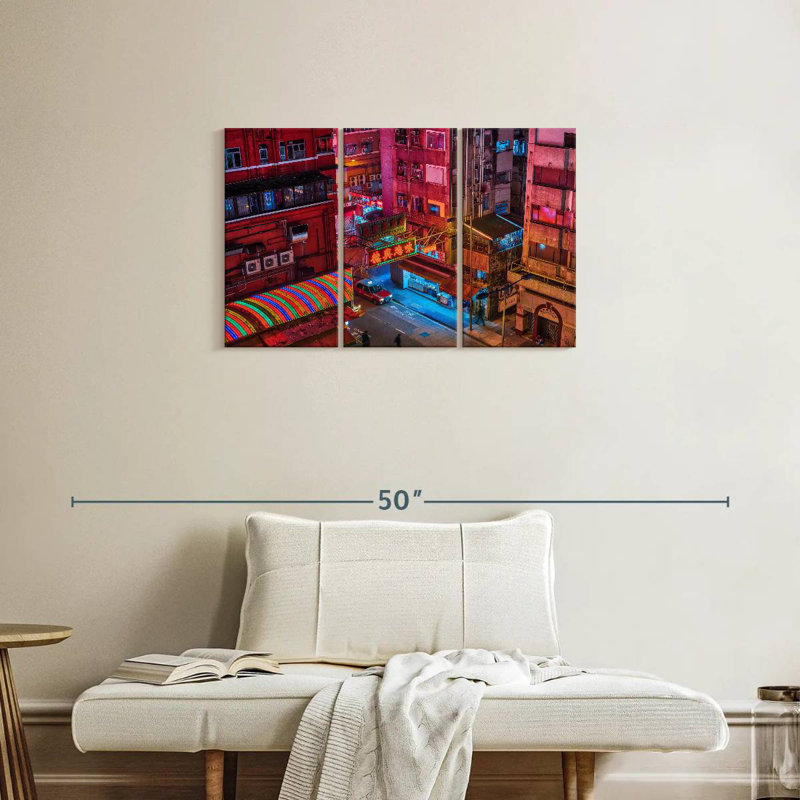 Vie nocturne à Kowloon, H 20 po x l 33 po