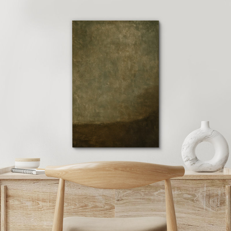 «Earthy Green Abstract Misty Art», reproduction d'art sur toile encadrée, H 24 po x l 16 po x P 1,5 po, Toile tendue