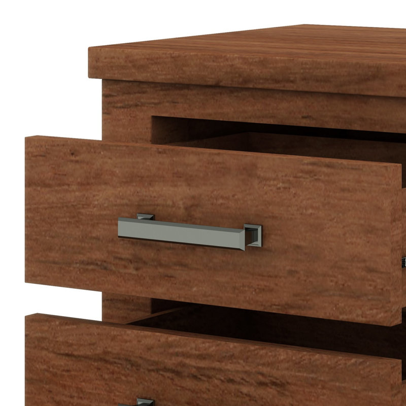 Ensemble de table de chevet rustique en bois massif à trois tiroirs Rustic