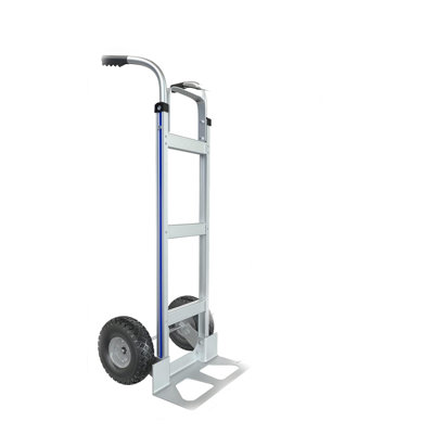 Convertible Heavy Duty Hand Truck Dolly with Pneumatic Tires & Brake Casters, 2-in-1 Folding Utility Cart for Warehouse Garden Garage