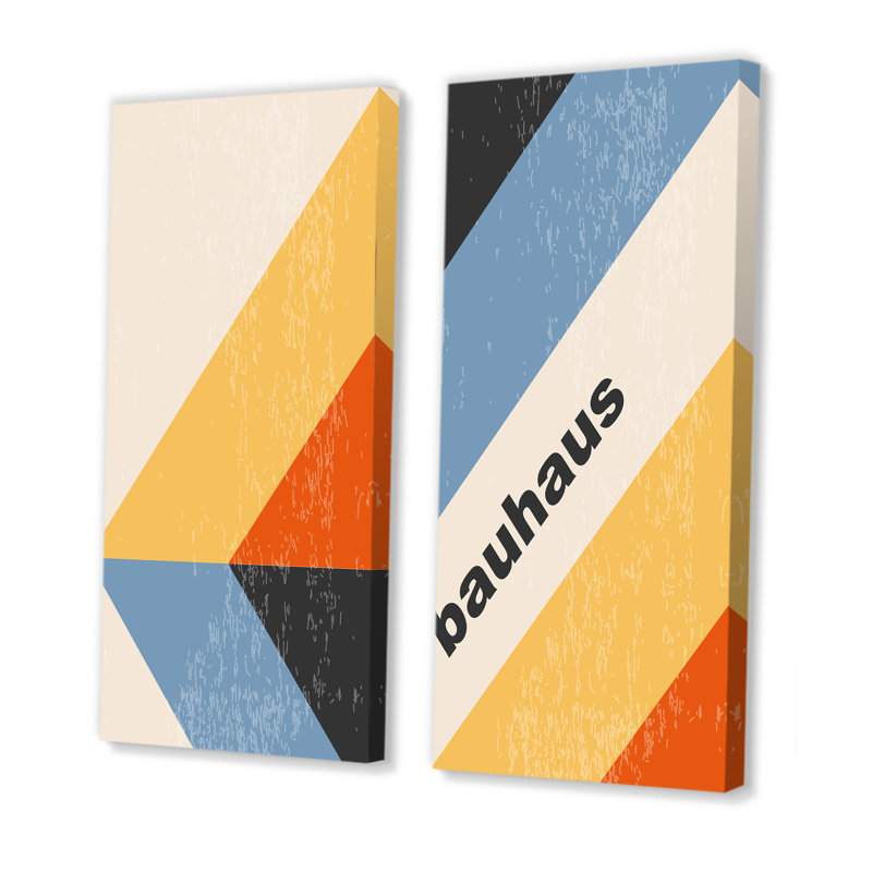 Minimal 20S Bauhaus Geometric IV - Ensemble de 2 peintures, Toile tendue, H 20 po x l 24 po x P 1 po