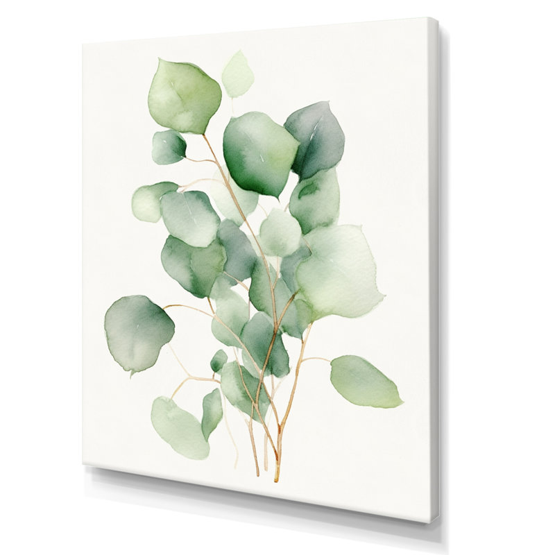 «White Green Minimalisme Eucalyptus Essence V» sur toile, H 32 po x l 24 po x P 1 po, Toile tendue