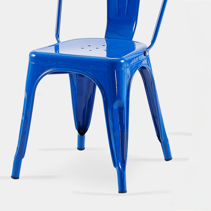 Kalya 18'' H Metal Stacking Side Chair, Blue, 2