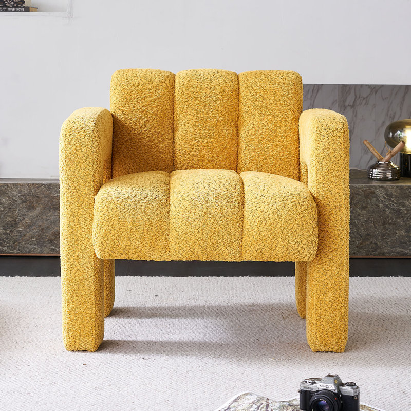Chaise d'appoint pratique et large rembourrée, Polyester à 100 % de couleur jaune