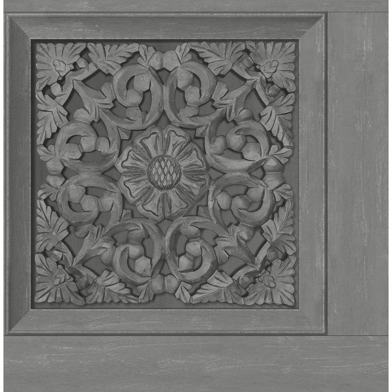 Papier peint adhésif floral sculpté, Gris