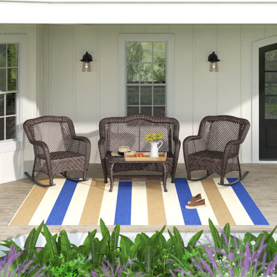 Metzinger Wicker 4 - Person Patio Conversation Set with Cushions