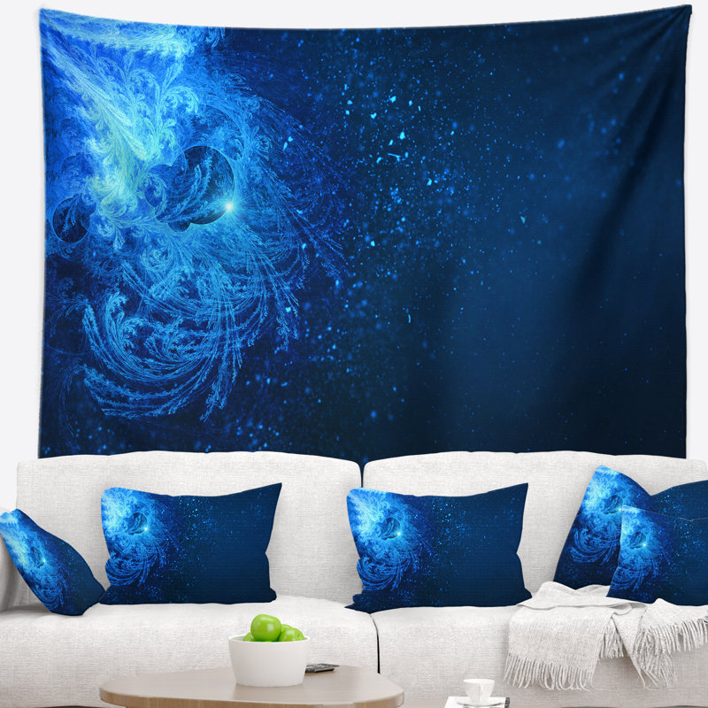 Tapisserie de neige tombant bleu Abstract, H 32 po x l 39 po