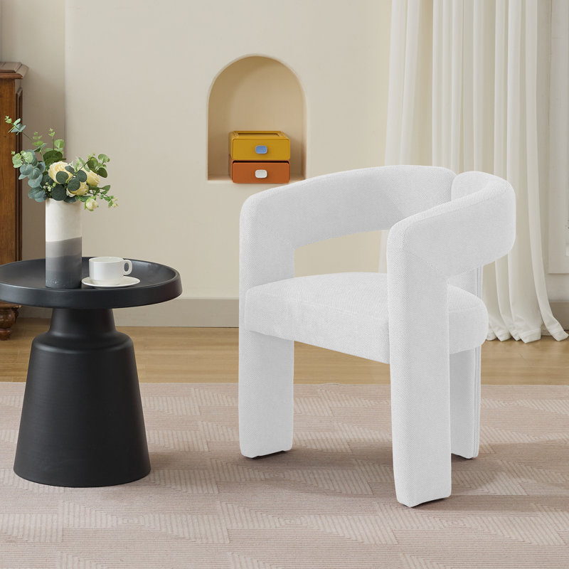 Modern Upholstered Dining Arm Chair, Solid Wood Frame, Light Gray
