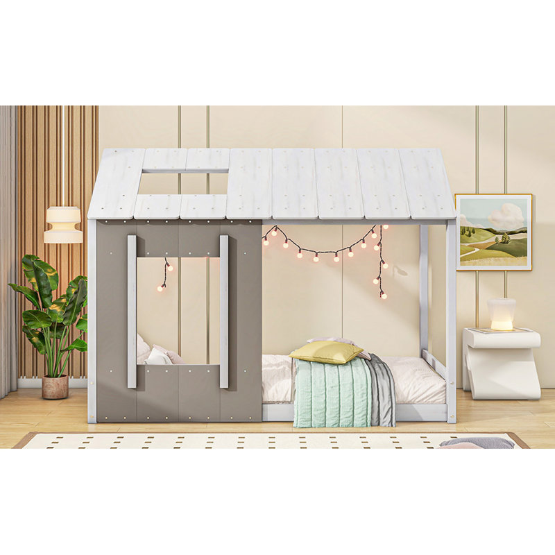 Plateforme de maison avec toit et fenêtre, Gris