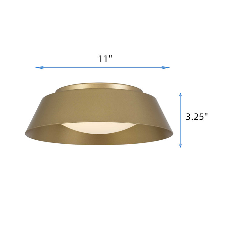 15-Inch Brass Led Ceiling Light With 5 Color Temperatures, Featuring An Etched White Glass Diffuser Design Suitable For Indoor Use.