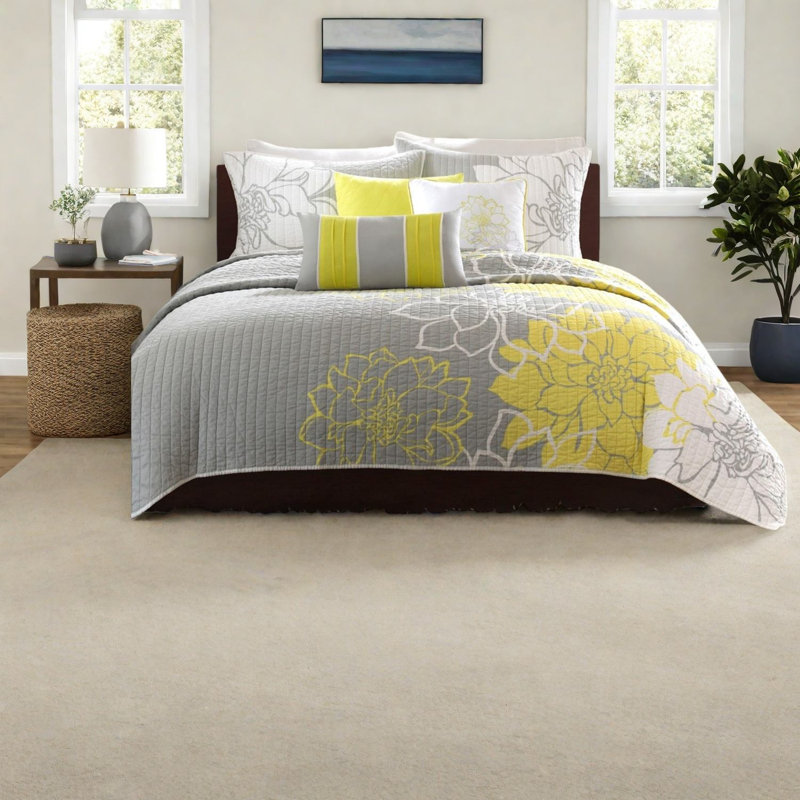 Ensemble de literie élégant en coton 6 pièces, style floral moderne pour le confort de la maison