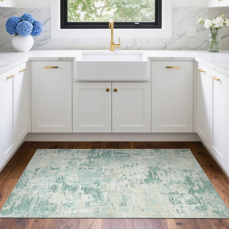 Rectangle Abstract Area Rug, Green, Rectangle 120 x 170 cm