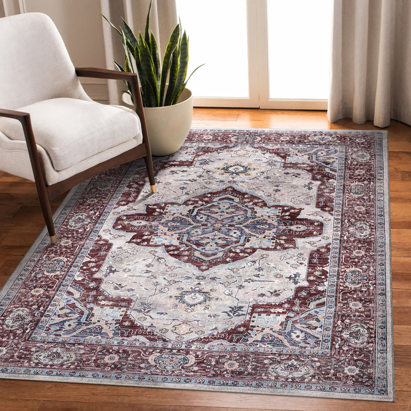 Vintage Look Cotton and Chenille Flatweave Area Rug, 160 cm round