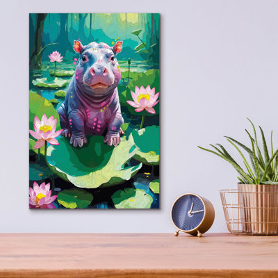  'Baby Hippo' by Dean Russo Acrylic Glass Wall Art, 12" x 16"