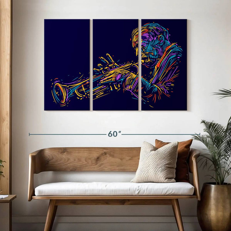 Abarca Neon Trumpet Player, 32" H x 50" W