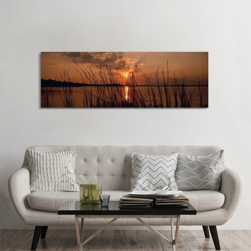 Sunset Over A Lake, Lake Travis, Austin, Texas - Wrapped Canvas Panoramic Print, 182.88 cm H x 60.96 cm W