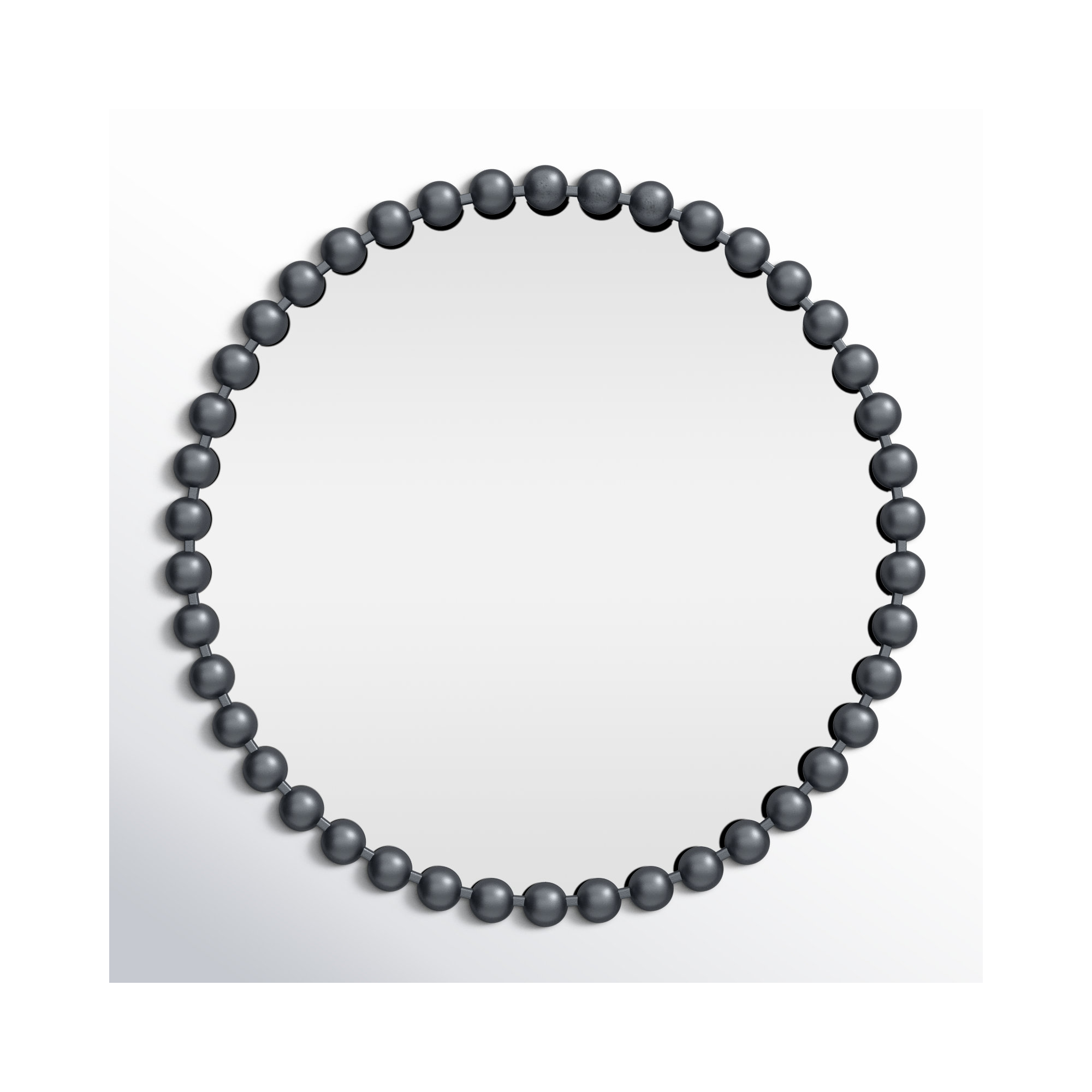 Marlowe Beaded Round Metal Wall Mirror, 36" x 36", Black