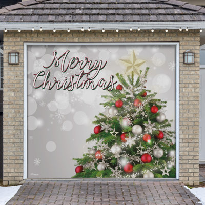 Joyful  7' x 8' Christmas Single Garage Door Banner - Outdoor Holiday Decorations
