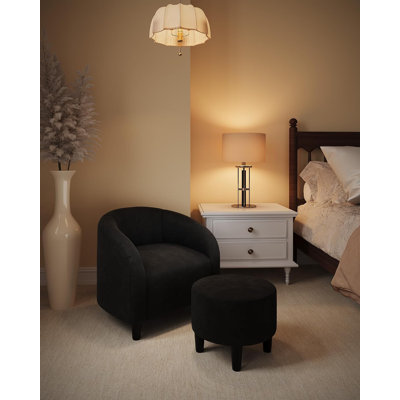 Fauteuil d'appoint en velours tonneau avec repose-pieds, fauteuil moderne et repose-pieds pour le salon, petit espace confort