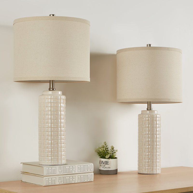 Mariestad Ceramic Table Lamp Set Nightstand Lamp Desk Lamp(bulbs Included), Beige, Beige