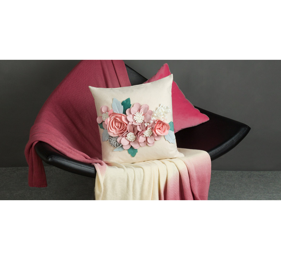  3D Flower Throw Pillow Cover Appliqued Decorative Accent Pillow Case Handmade Cushion Cover JWH 
