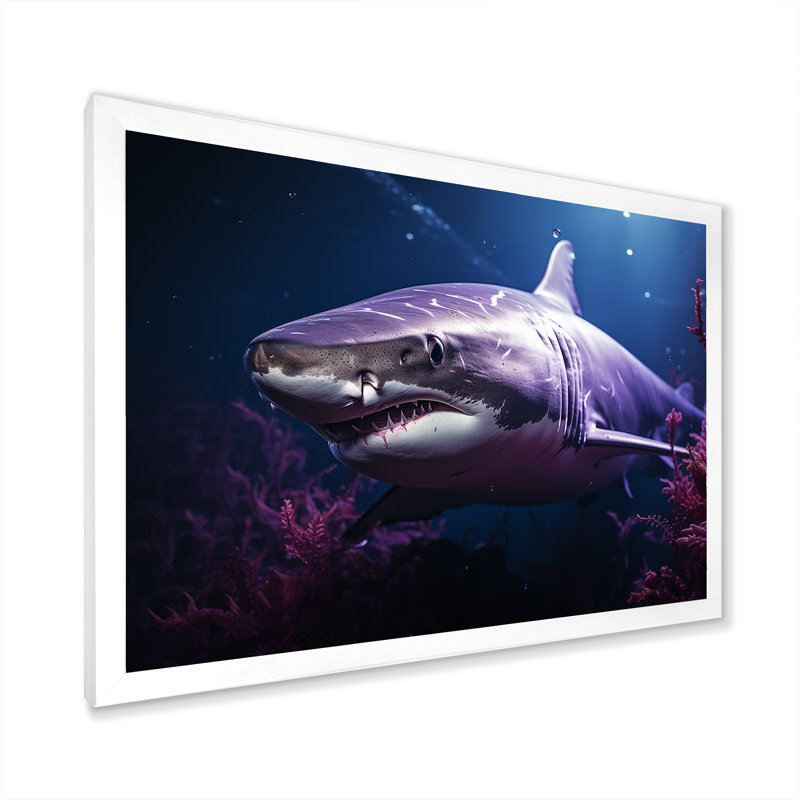 " Oceans Purple Ghost Shark Photography ", White Single Picture Framed, 16" H x 32" W x 1" D