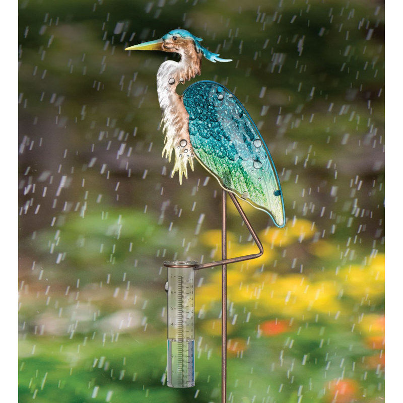 Piquet de jauge de pluie décoratif, Héron