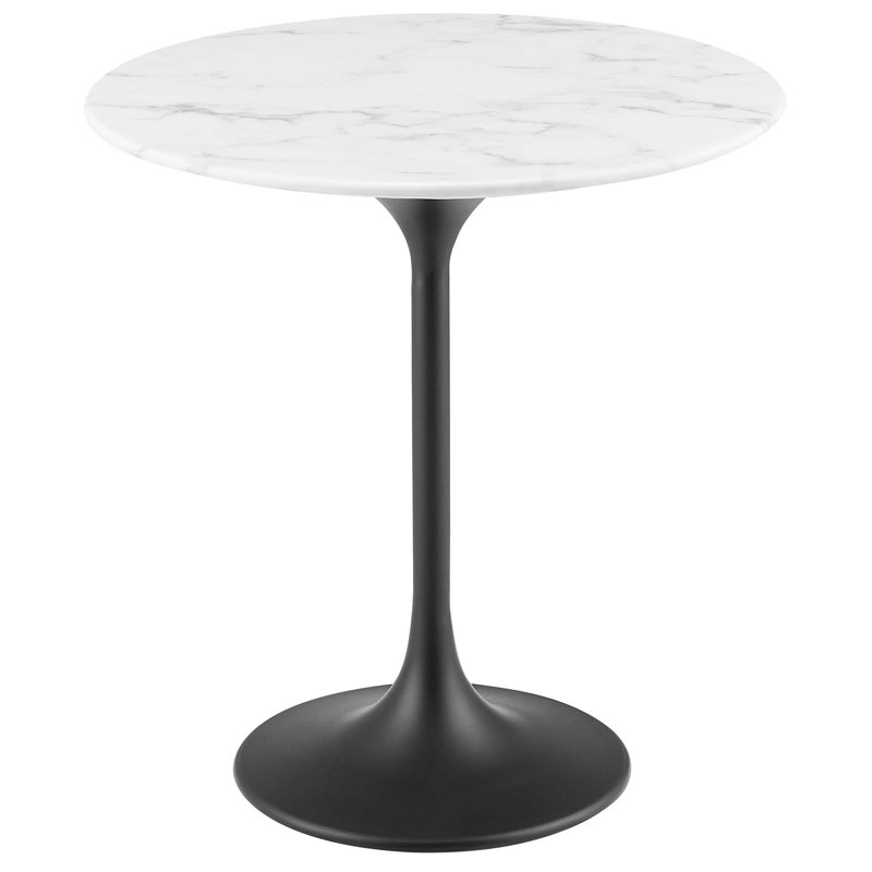 Table d'appoint ronde en marbre artificiel 20 "Lippa par Modway, Blanc, Noir